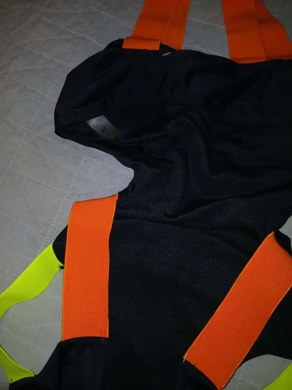 Unbranded Black Cutout One-Piece Swimsuit with Neon Straps Size L